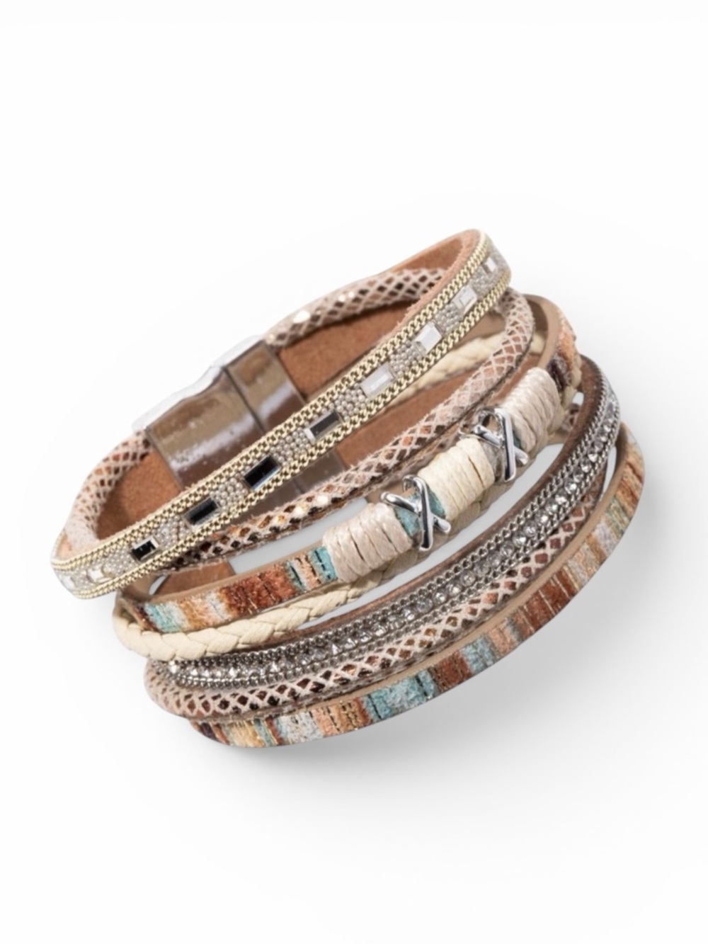 NEW Saachi Sweet Sands Multi Strand Leather Bracelet
